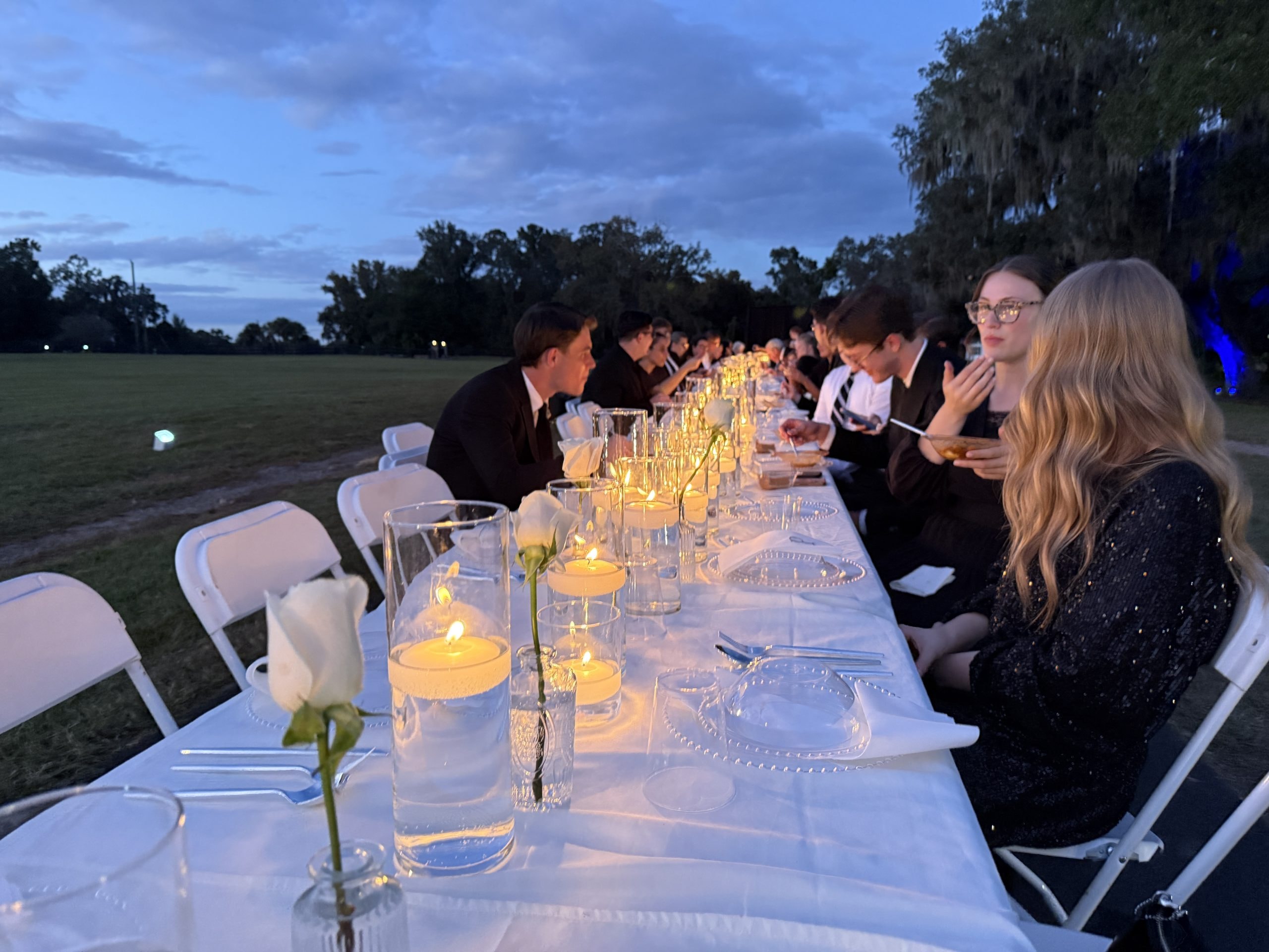 Candlelit dinner at dusk at The Ranch